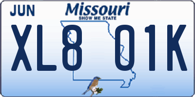 MO license plate XL8O1K