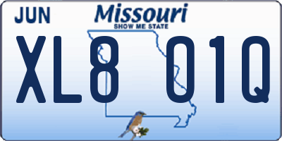 MO license plate XL8O1Q