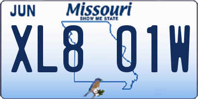 MO license plate XL8O1W