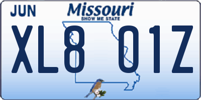 MO license plate XL8O1Z