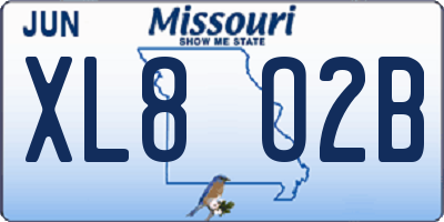MO license plate XL8O2B