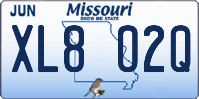 MO license plate XL8O2Q