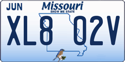 MO license plate XL8O2V