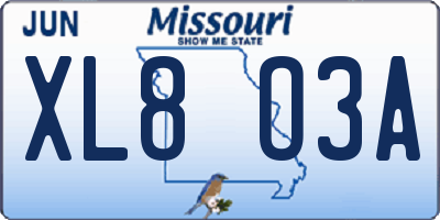 MO license plate XL8O3A
