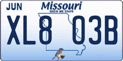 MO license plate XL8O3B