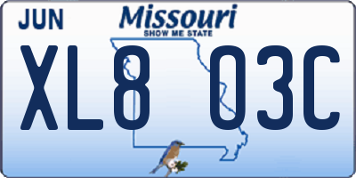 MO license plate XL8O3C
