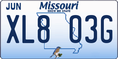 MO license plate XL8O3G