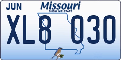 MO license plate XL8O3O