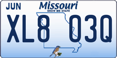 MO license plate XL8O3Q