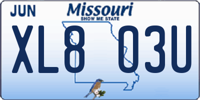 MO license plate XL8O3U