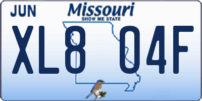 MO license plate XL8O4F