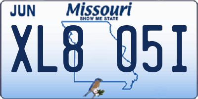 MO license plate XL8O5I
