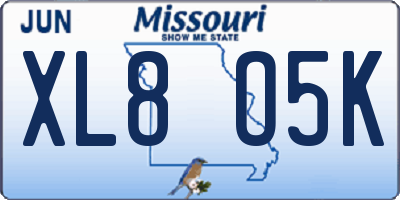 MO license plate XL8O5K