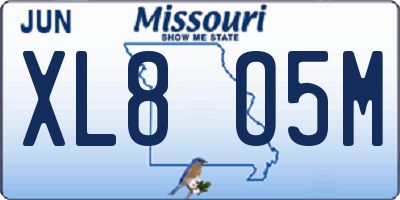 MO license plate XL8O5M