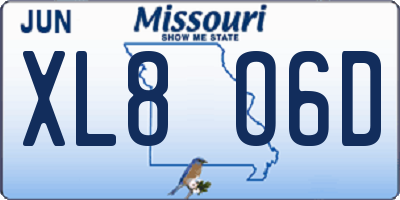 MO license plate XL8O6D