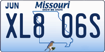MO license plate XL8O6S