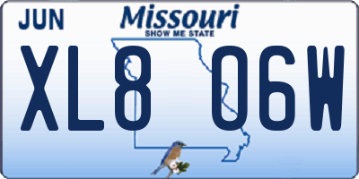 MO license plate XL8O6W