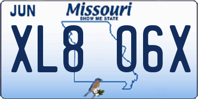 MO license plate XL8O6X