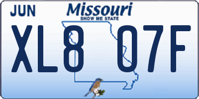 MO license plate XL8O7F