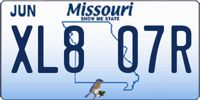 MO license plate XL8O7R