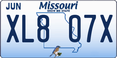 MO license plate XL8O7X