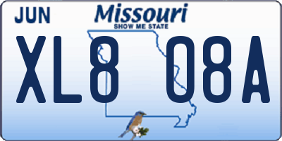 MO license plate XL8O8A