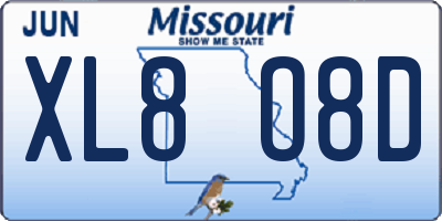 MO license plate XL8O8D