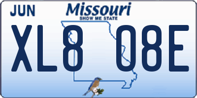 MO license plate XL8O8E