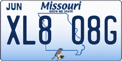 MO license plate XL8O8G