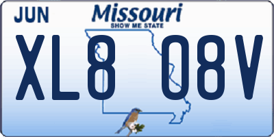 MO license plate XL8O8V
