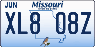 MO license plate XL8O8Z