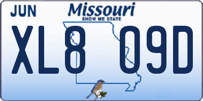 MO license plate XL8O9D