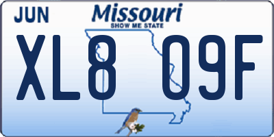 MO license plate XL8O9F