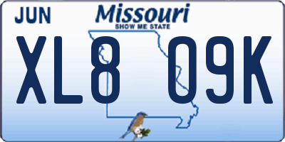 MO license plate XL8O9K
