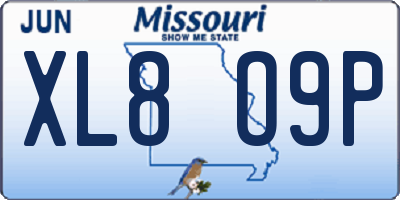 MO license plate XL8O9P