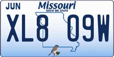 MO license plate XL8O9W