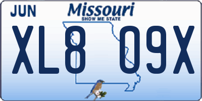 MO license plate XL8O9X