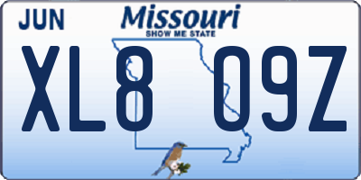 MO license plate XL8O9Z