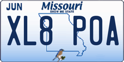MO license plate XL8P0A