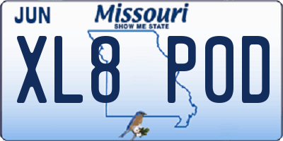 MO license plate XL8P0D