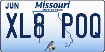 MO license plate XL8P0Q