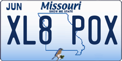 MO license plate XL8P0X