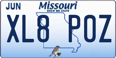 MO license plate XL8P0Z
