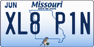 MO license plate XL8P1N