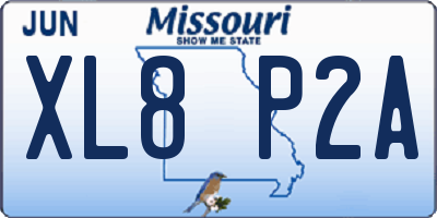 MO license plate XL8P2A
