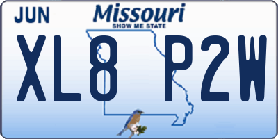 MO license plate XL8P2W