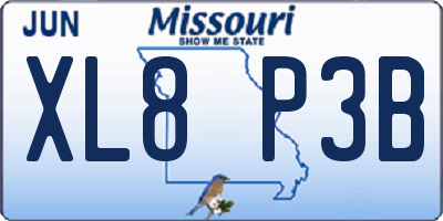MO license plate XL8P3B
