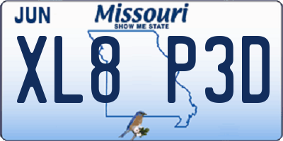 MO license plate XL8P3D
