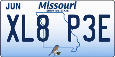 MO license plate XL8P3E