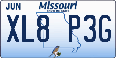 MO license plate XL8P3G